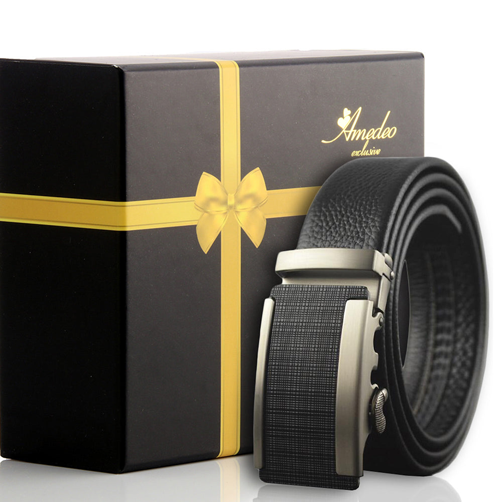 Men's Stainless Steel Belt with Silver & Black Buckle