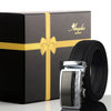 Men's Stainless Steel Black Belt with Silver & Black Buckle