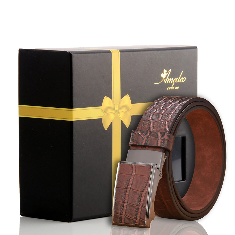 Men's Stainless Steel Buckle Brown Belt