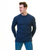 Blue Rounded Neck  European Wool Luxury Zippered With Sweater Jacket