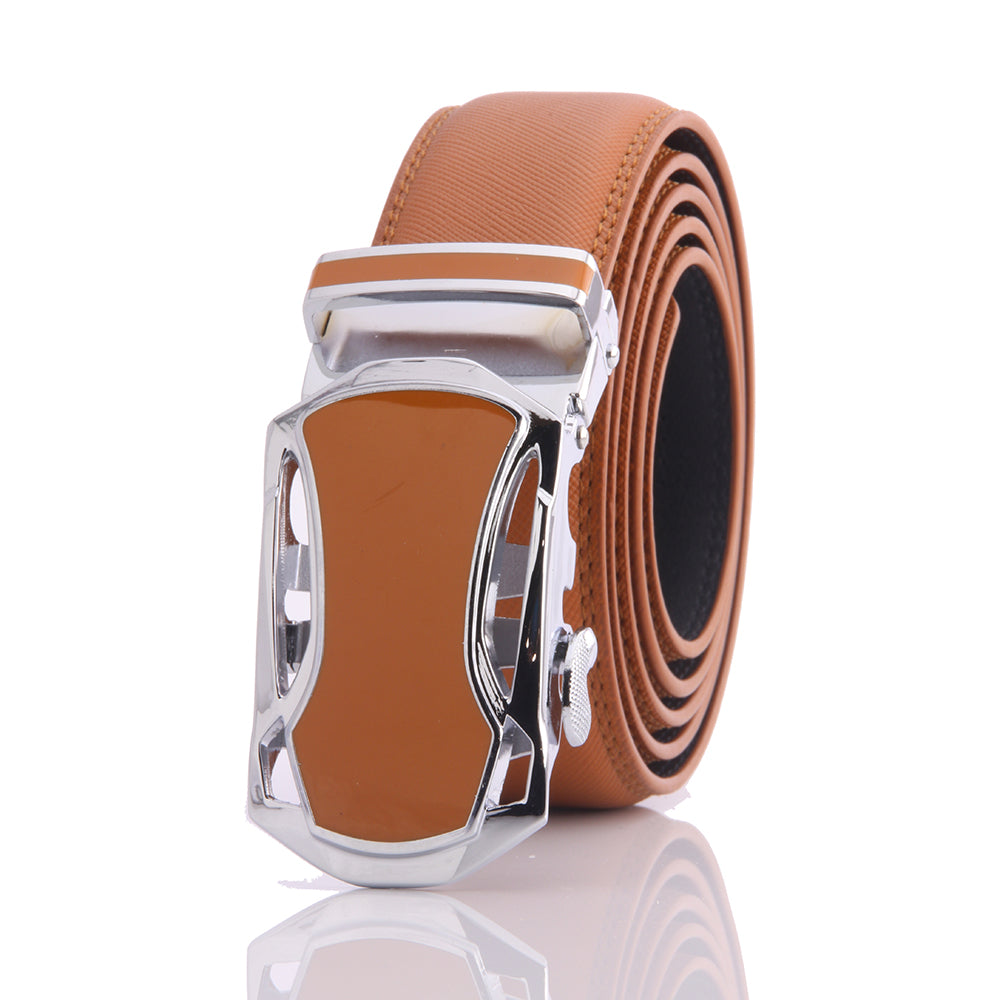 Tan Mens Adjustable Ratchet Slide Buckle Belt - Genuine Leather