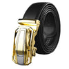 Black Belt Gold Buckle Mens Adjustable Ratchet Slide Buckle Belt -