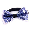 Men's White Blue Paisley Silk Pre-Tied Bow Tie