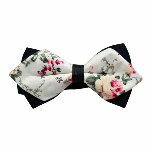 Men's Pure Cotton Beige Floral Pre-Tied Bow Tie