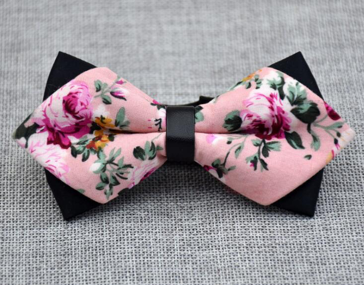 Men's Pure Cotton Pink Floral Pre-Tied Bow Tie