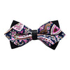 Men's Black Pink Floral 100% Cotton Pre-Tied Bow Tie