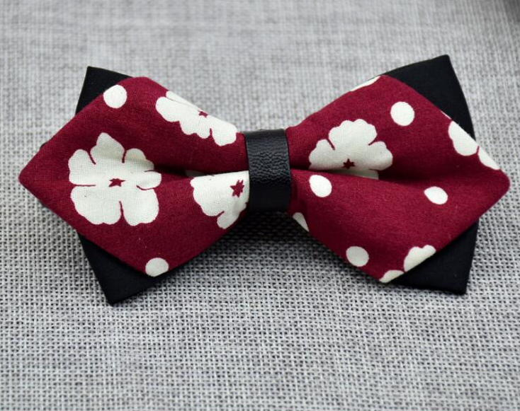 Men's Red Black White Dots Pre-Tied Bow Tie