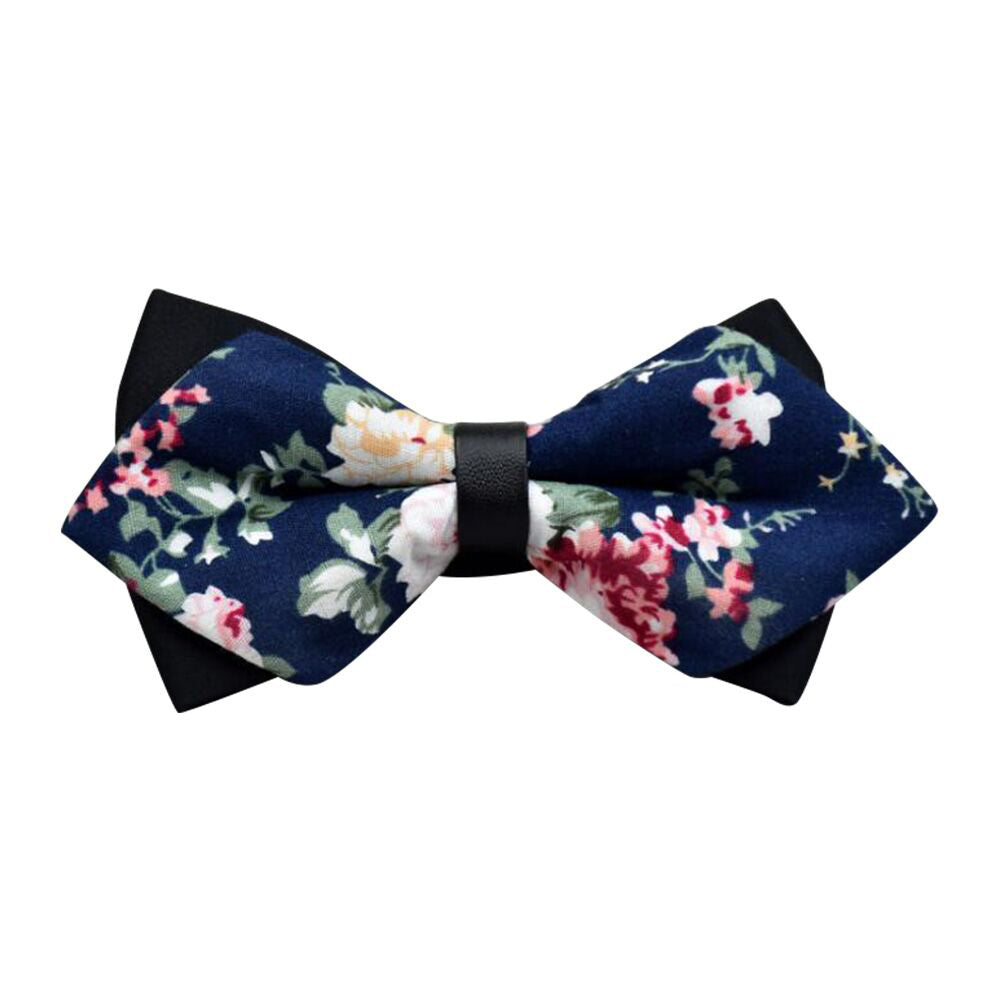 Men's Medium Blue Floral Silk Pre-Tied Bow Tie