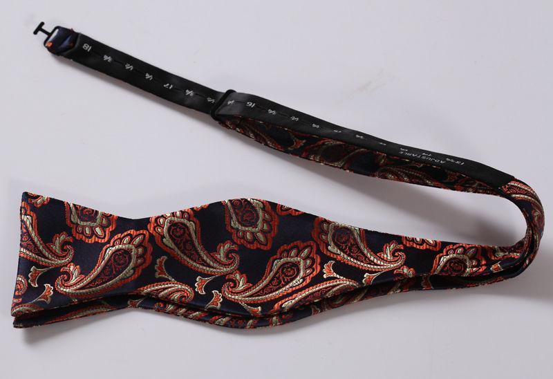 Black & Orange Paisley Mens Silk Self tie Bow Tie with Pocket Squares