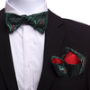 Men's Silk Green Black Red Self Bow Tie