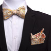 Men's Cream Beige Orange Silk Self Bow Tie