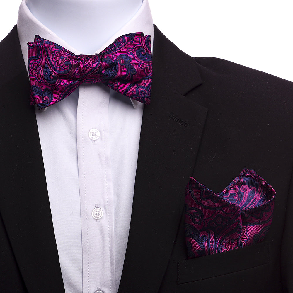 Men's Paisley Silk Self Bow Tie