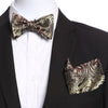 Men's Multi Brown Swirls jacquard woven Italian Silk Self Bow Tie