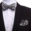 Men's Black White Checks Self Bow Tie