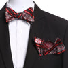 Men's Brown & Red Self Bow Tie with Handkerchief