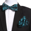 Men's Turquoise & Black Self Bow Tie