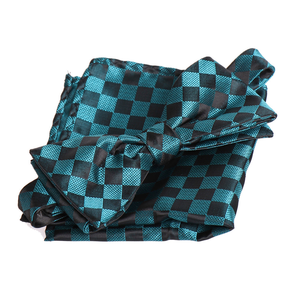 Men's Turquoise & Black Self Bow Tie