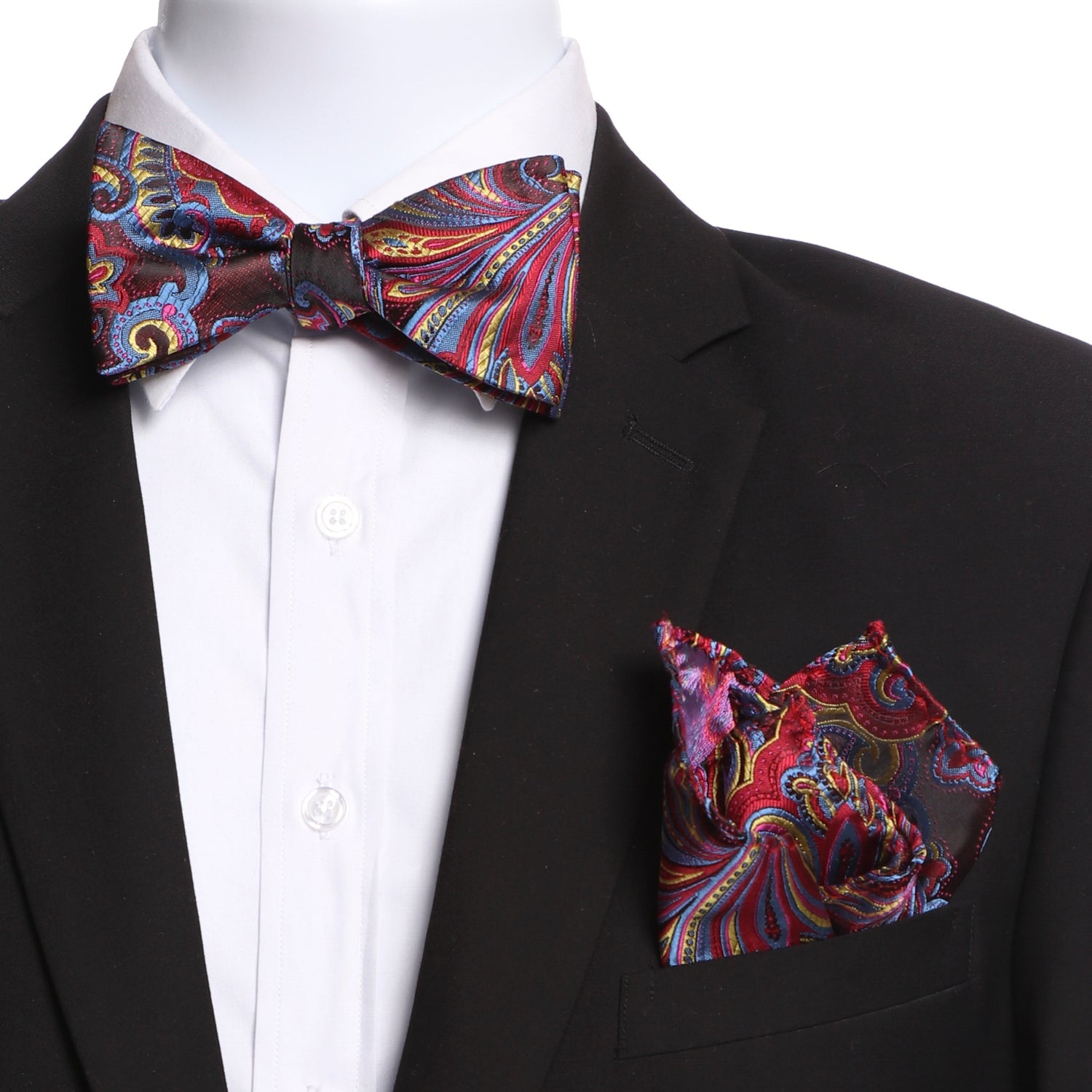 Men's Multi Color Paisley Silk Self Soft Bow Tie