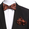 Men's Orange And Black Self Bow Tie