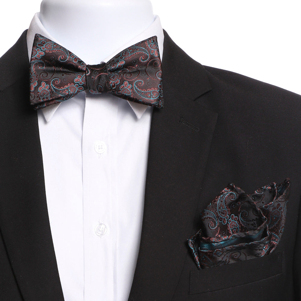 Men's Brown & Blue Self Bow Tie