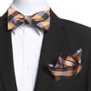 Men's Orange & Black Plaid Self Bow Tie