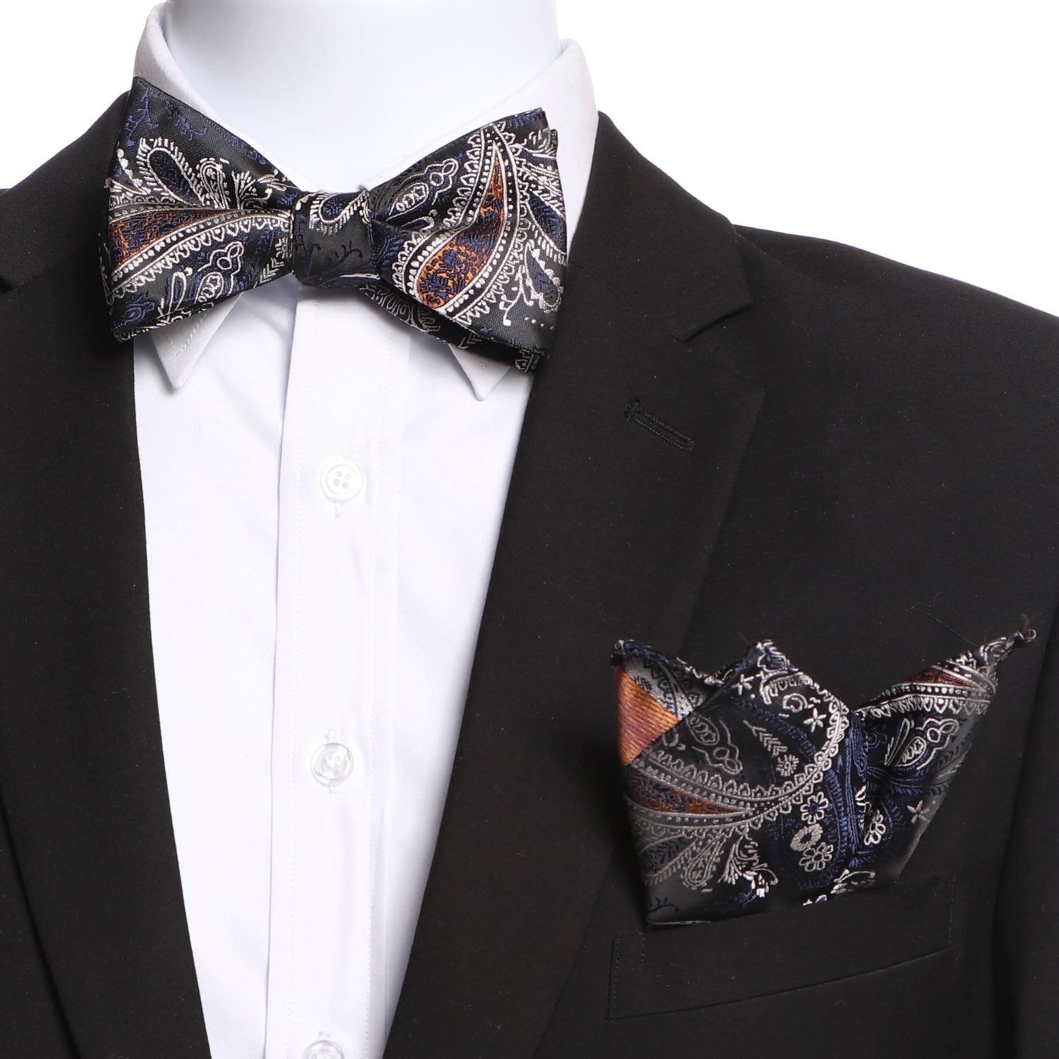 Men's Black And Bronze Silk Self Bow Tie