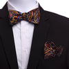 Men's Navy Blue Bronze Plaid Self Bow Tie