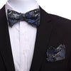 Men's Light Blue Black Silk Self Bow Tie