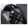 Black Purple White Mens Designer Silk Necktie with Gift Box - Premium