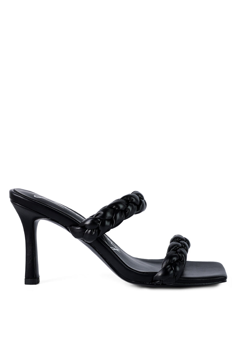 Beladona Double Braided Strap Mid Heel Sandals