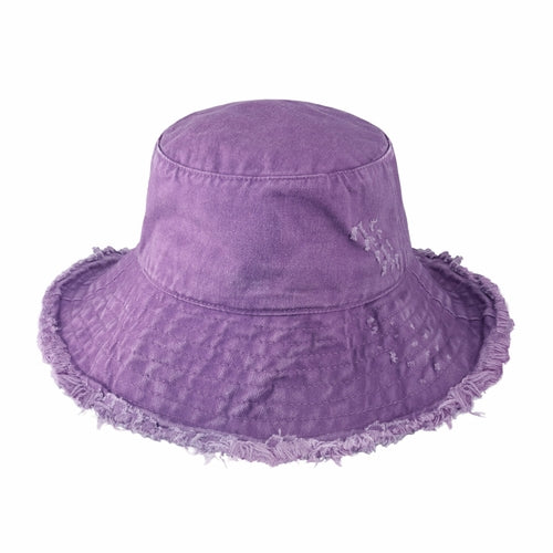 Wide Brim Frayed Bucket Hat