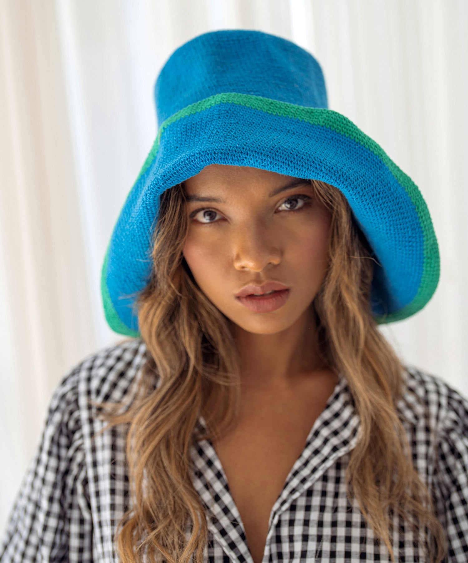 BLOOM LINE Crochet Sun Hat, in Mosaic Blue