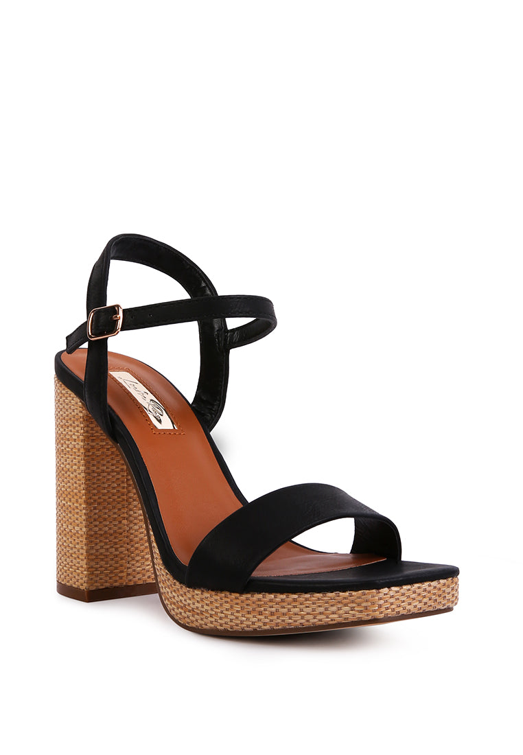 Buxor Woven Textured High Block Heeled Sandals