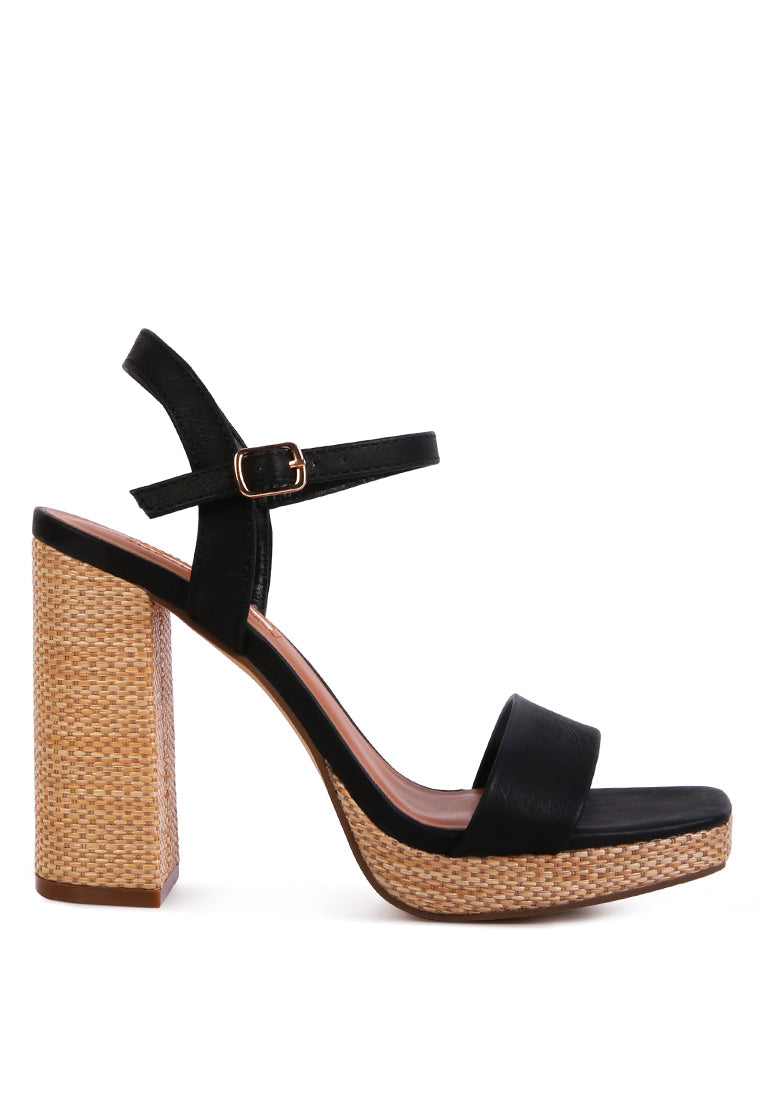 Buxor Woven Textured High Block Heeled Sandals