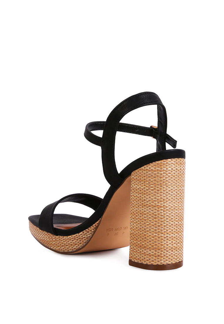 Buxor Woven Textured High Block Heeled Sandals