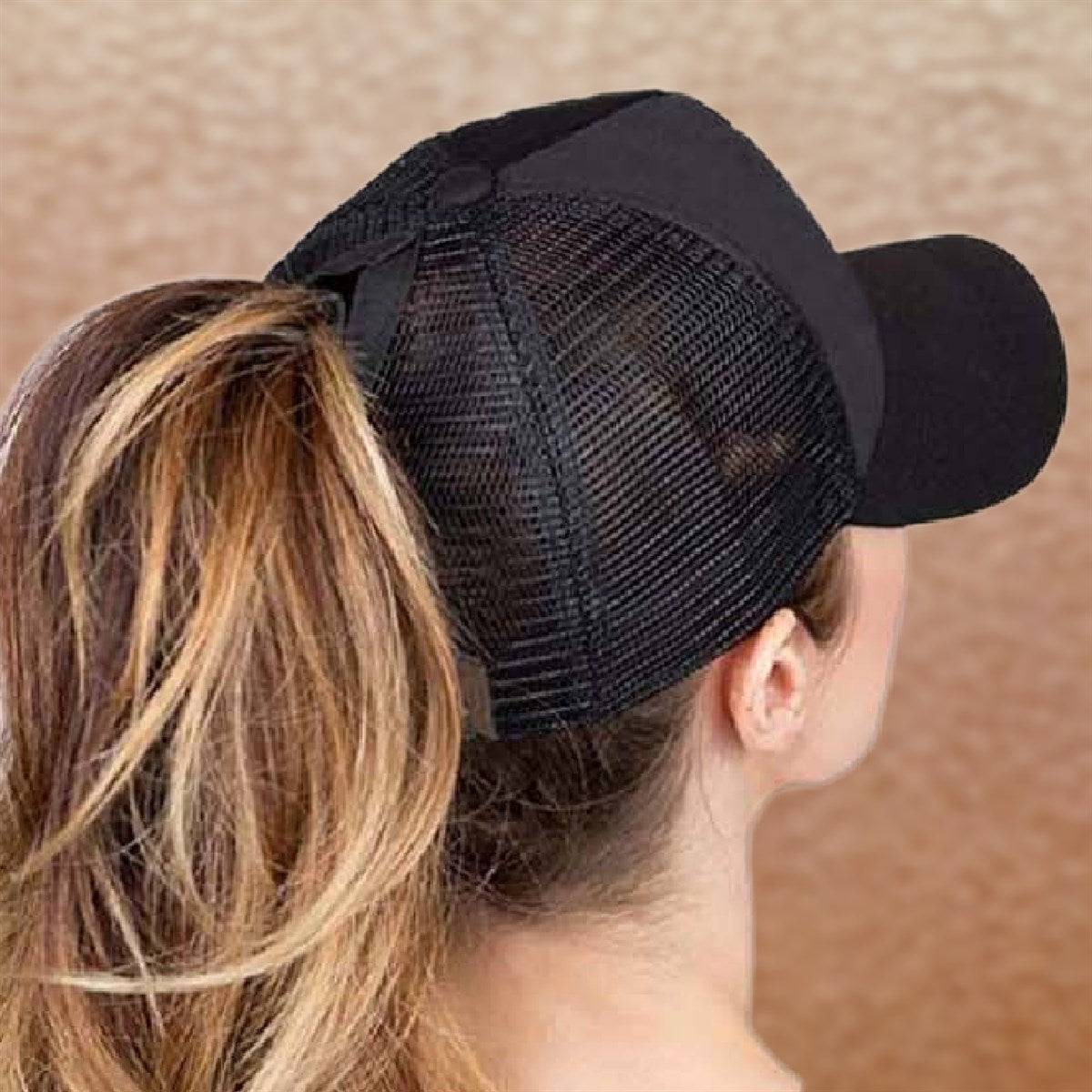 CC Solid Messy Bun Pony Cap Women, Teens and Kids Trucker Hats