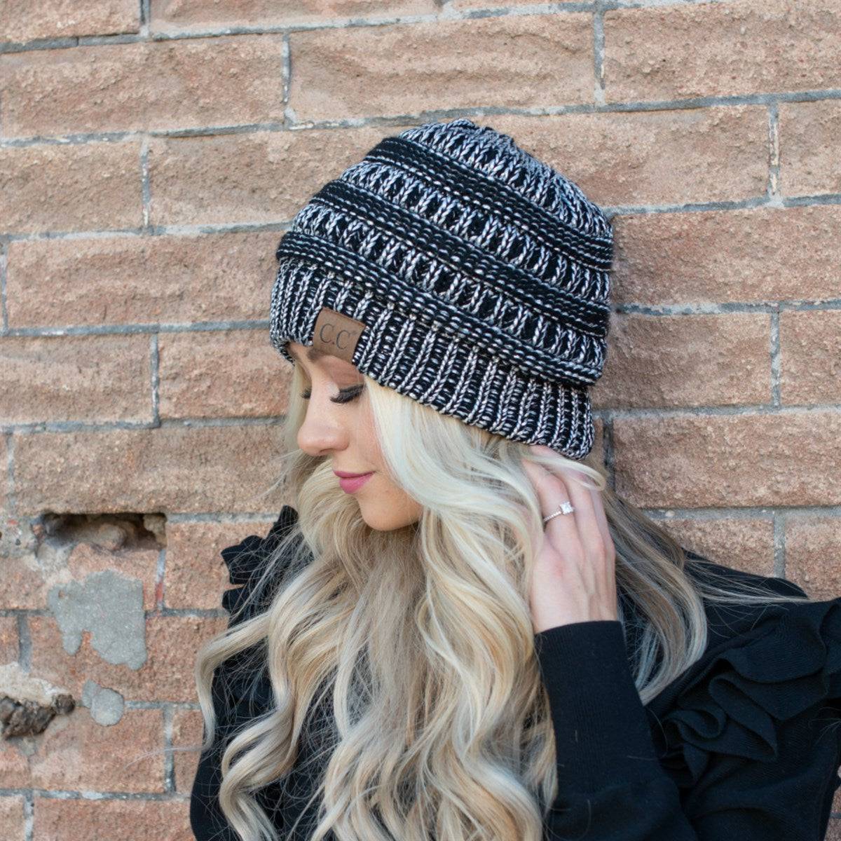 CC Cozy Metallic Cable Knit Skully Beanies Hats