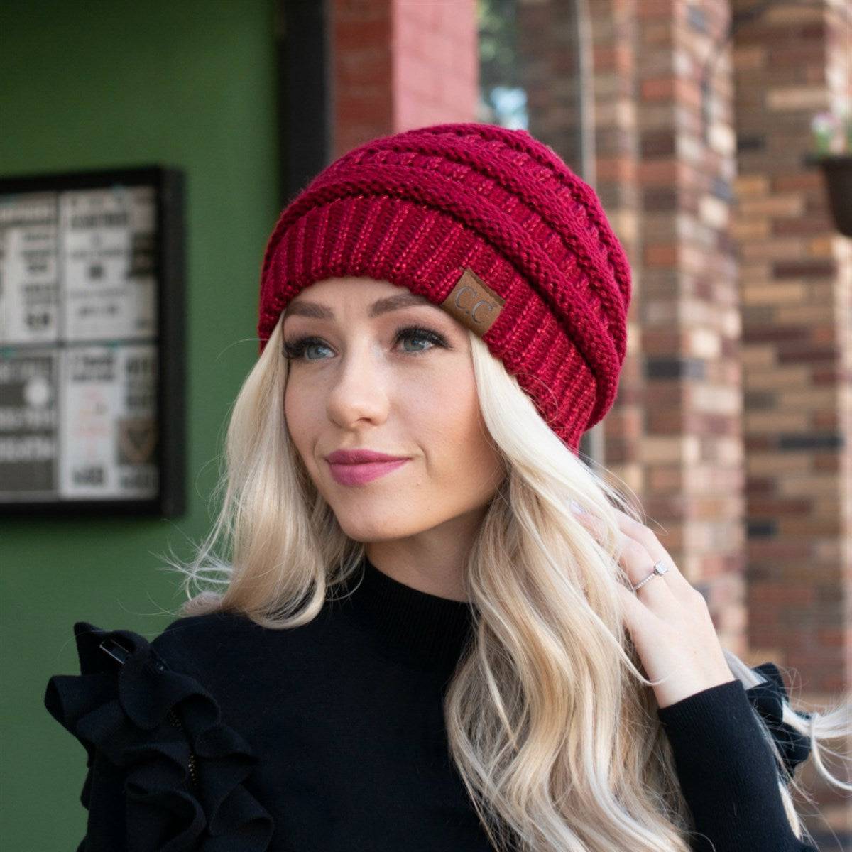 CC Popular Lined Cable Knit Skully Beanies Hats