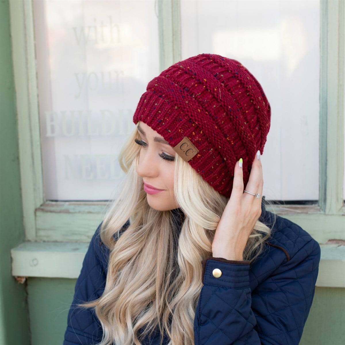 CC Cozy Confetti Cable Knit Skully Beanies Hats