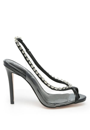 Camarine Clear Diamante Slingback High Heeled Sandals