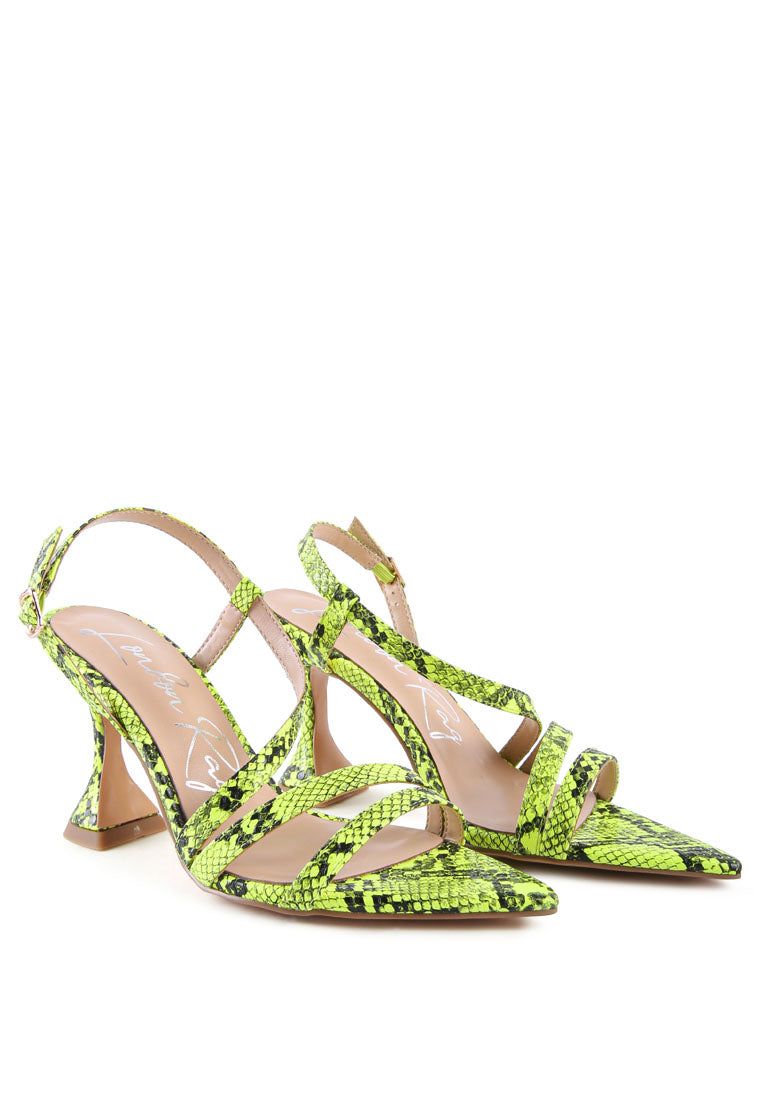 Cherry Tart Snake Print Spool Heel Sandals