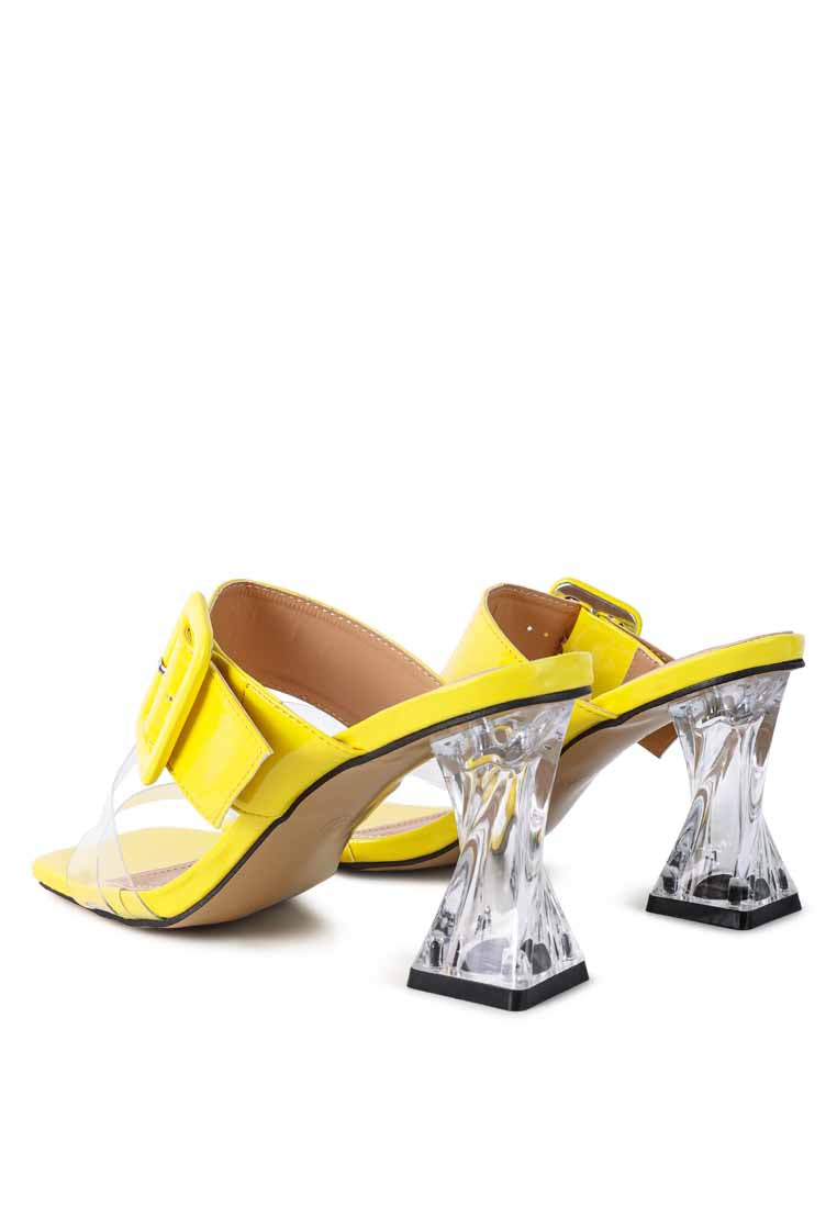 City Girl Buckle Detail Clear Spool Heel Sandals