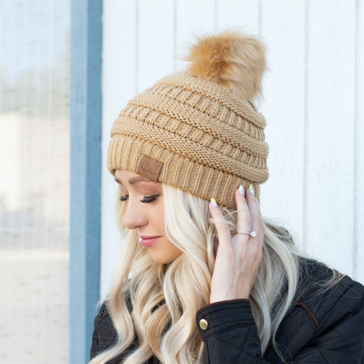 CC Trending Plush Pom Unisex Beanies Hats