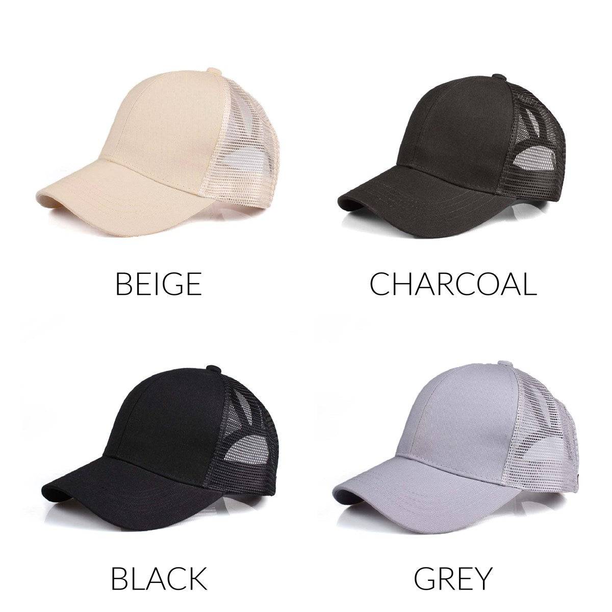 CC Solid Messy Bun Pony Cap Women, Teens and Kids Trucker Hats