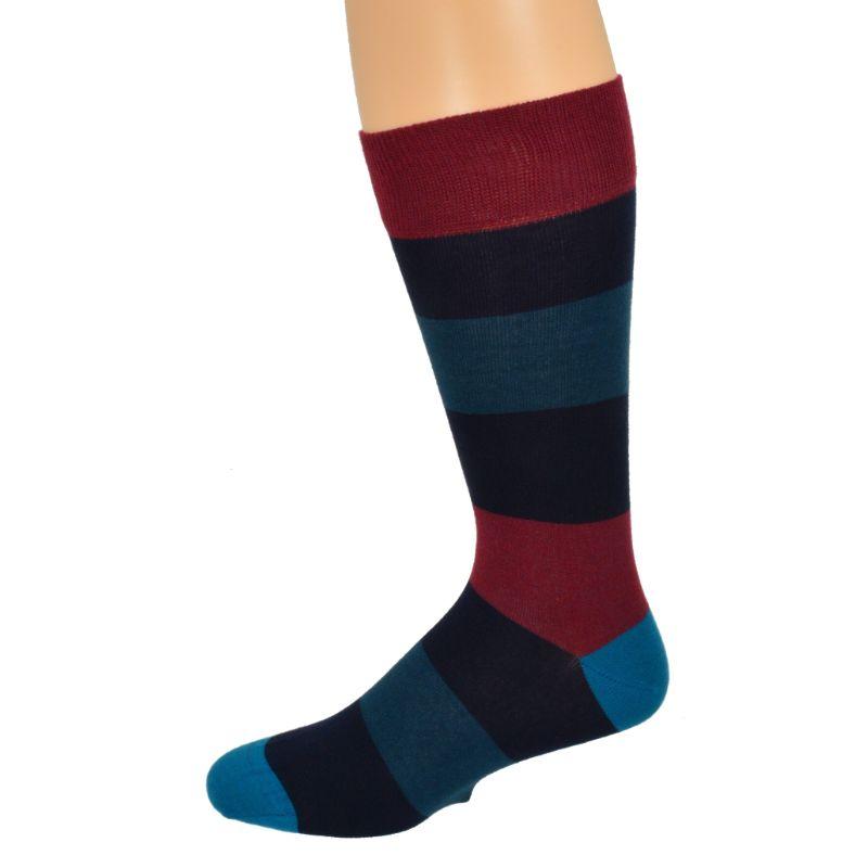 Combed Cotton Colorful Rugby Striped Patterned Men's 3 Pr. Pack Socks