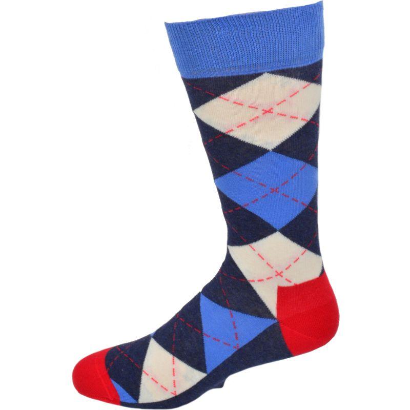 Men's Dress Casual 3 Pair Pack Combed Cotton Crew Argyle Socks