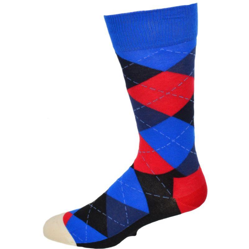 Men's Dress Casual 3 Pair Pack Combed Cotton Crew Argyle Socks