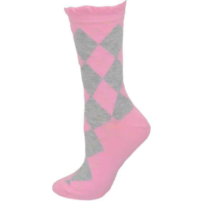 Sparkly Cotton Argyle Crew Socks - 2  Pairs