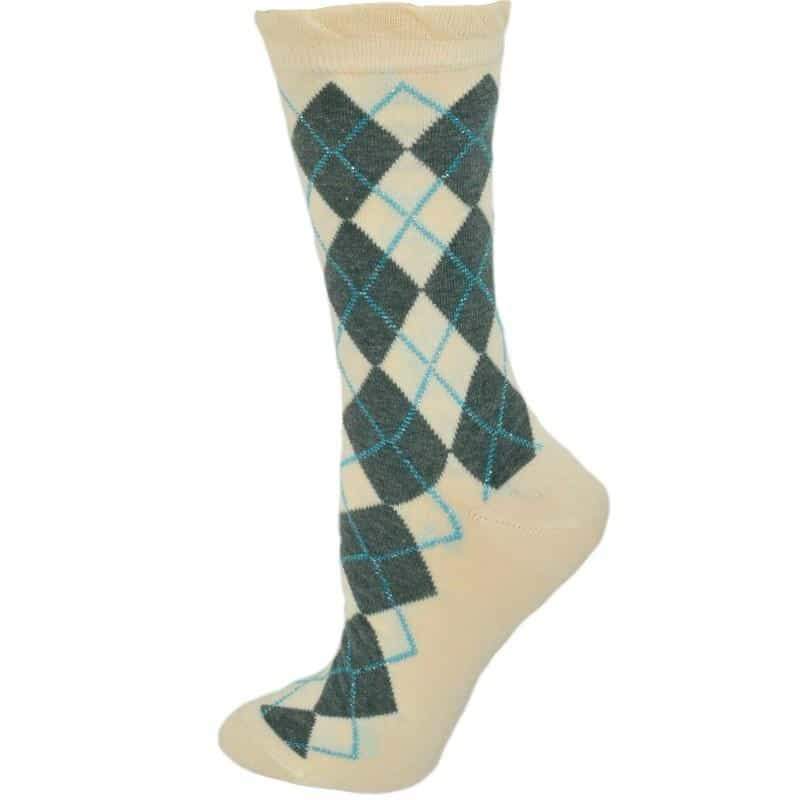 Sparkly Cotton Argyle Crew Socks - 2  Pairs