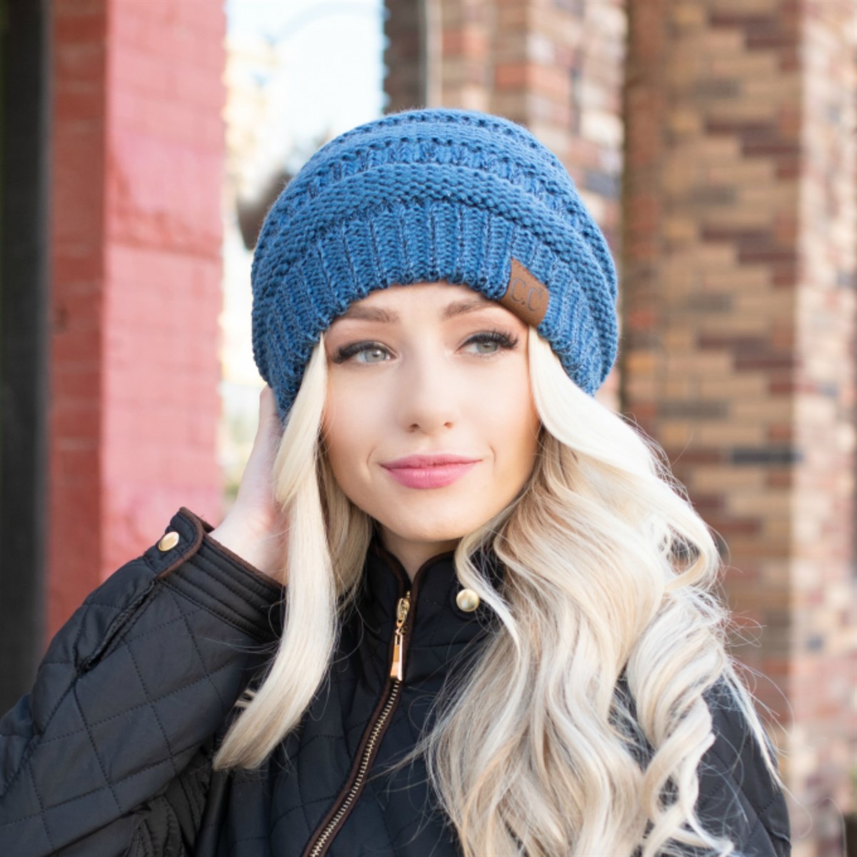 CC Cozy Metallic Cable Knit Skully Beanies Hats